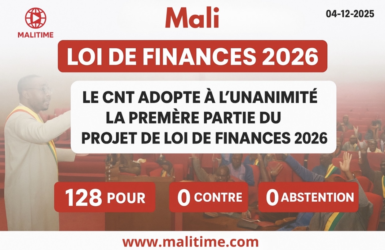 Mali: Le CNT adopte à l’unanimité la première partie du projet de loi de finances 2026